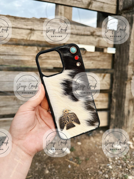 Custom Phone Case - Thunderbird Blk/White Cowhide