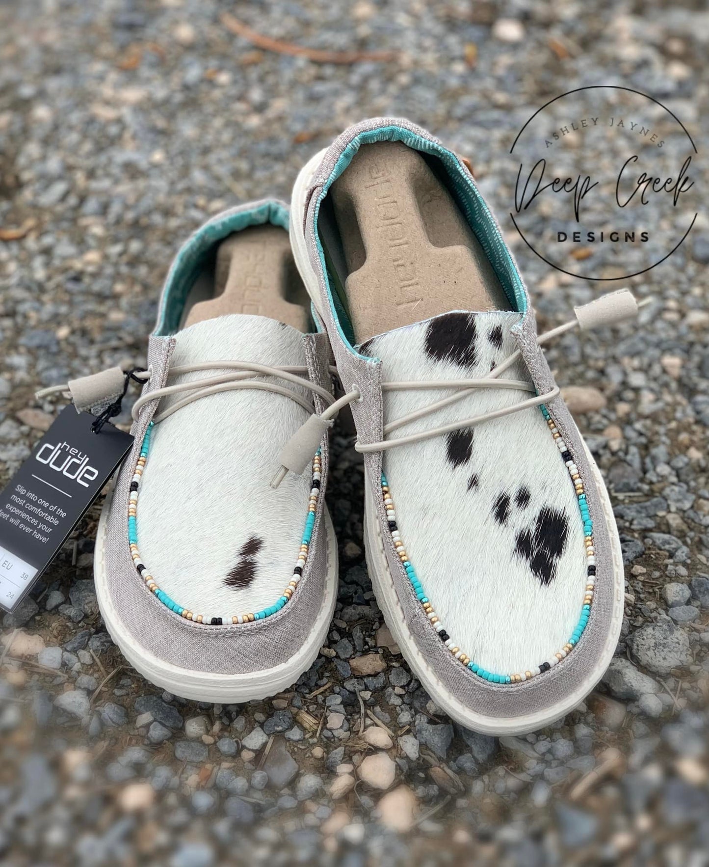 Beige Custom Cowhide Hey Dude