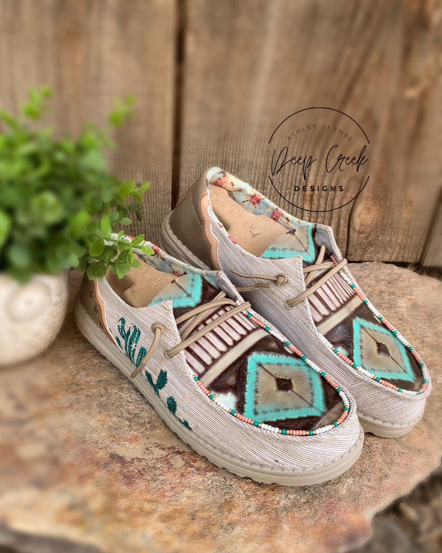 Embossed Leather Aztec Hey Dudes Pink/Turquoise
