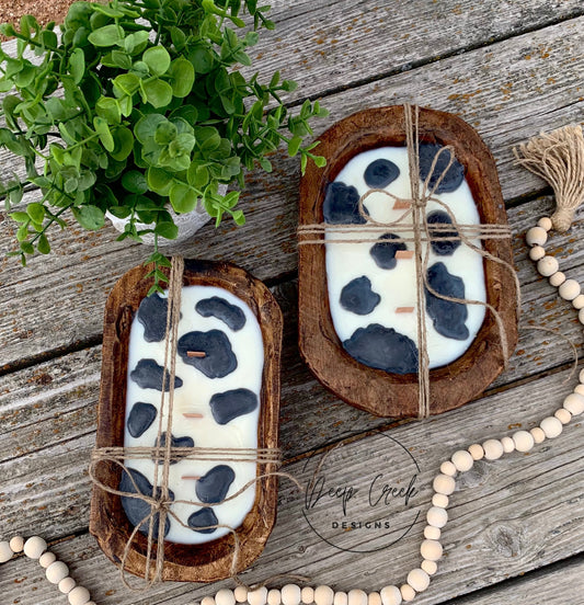 Cow Print Dough Bowl Candle